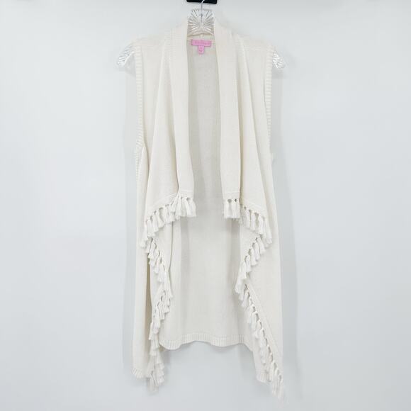 Lilly Pulitzer Abbott Sweater Vest Fringe Boho Preppy Tassel White Womens Size S - Picture 3 of 10